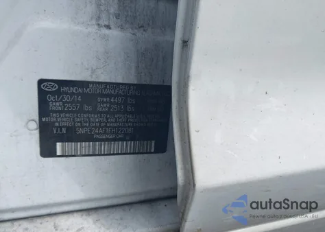 2015 Hyundai Sonata Se из США, поврежденный, VIN 5NPE24AF1FH122081